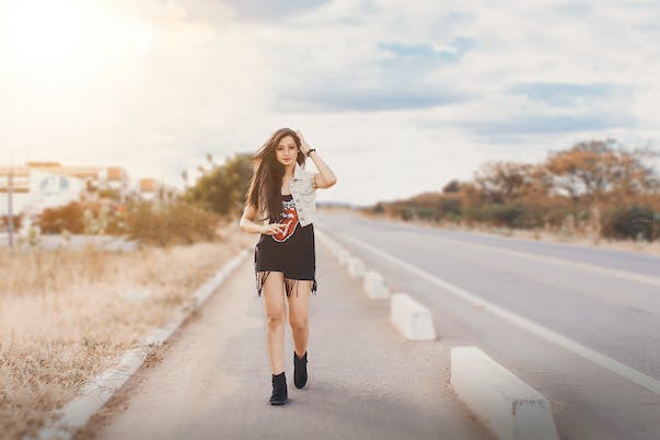 Girl on road