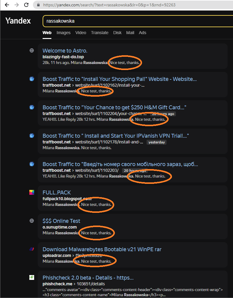 Rassakowska Search on Google